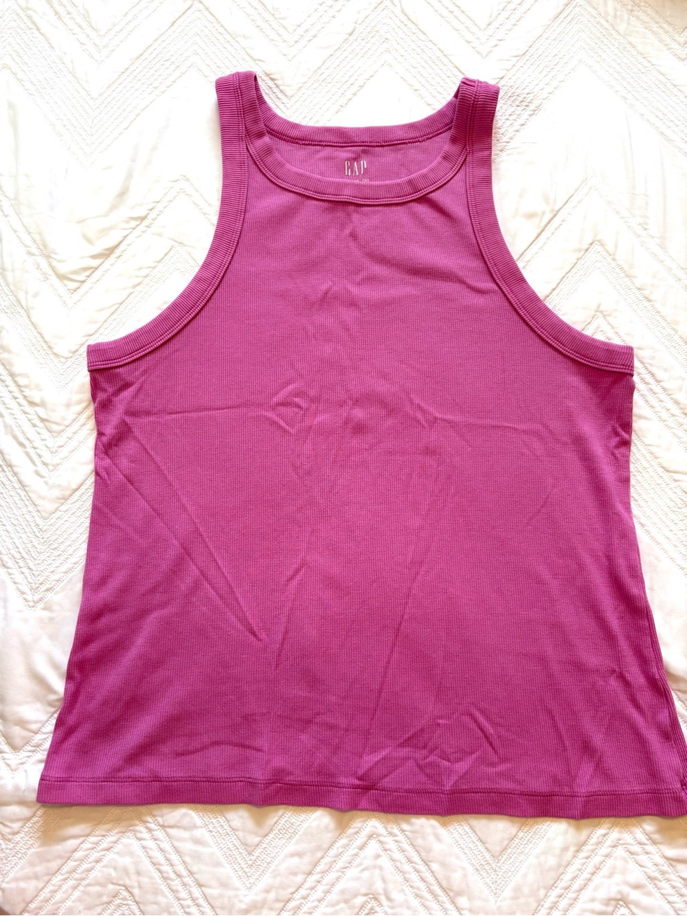 GAP Women's Vibrant Fuchsia Ribbed Tank Top XL Tall